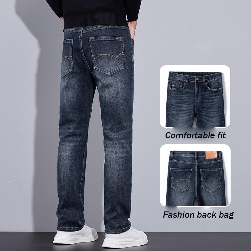 Autumn And Winter New Light Business Straight Leg Elastic Jeans Men'S Korean Version Trendy Versatile Quality Casual Pants