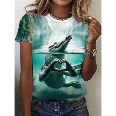 2025 Crocodile 3d Pattern Women's T-Shirts Casual Short Sleeve3d T-Shirt Y2k Fashion Top Tee O-Neck Female Clothing