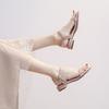 Sandals women's summer 2025 new versatile medium heel thick heel with high heels black soft sole work large size