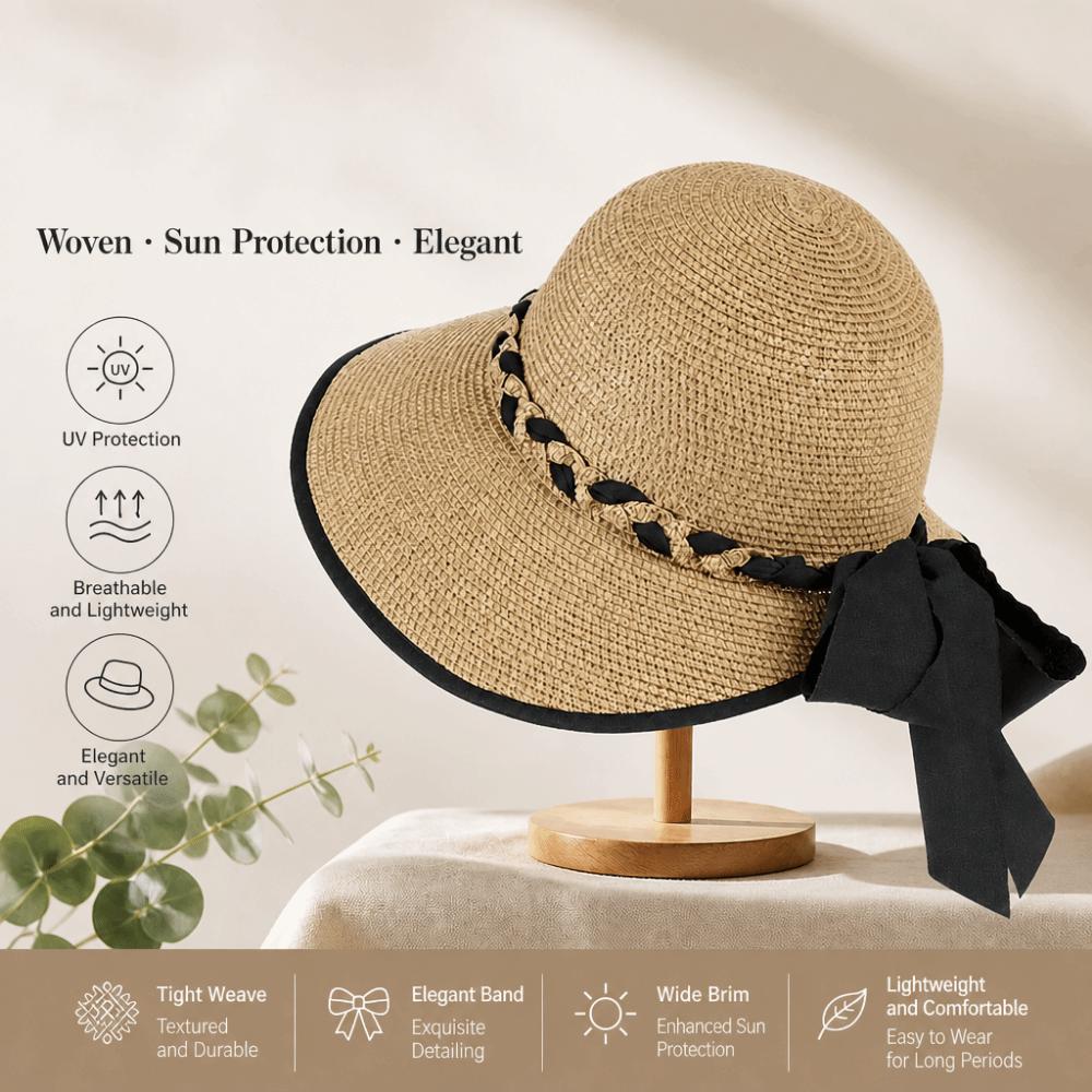 Big Bowknot Sun Hat Wide Brim Outdoor Sun Hat Portable Face Covering Cap Travel Outing