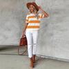 2025 Summer Striped Print Women's Short Sleeve Casual T-shirt
