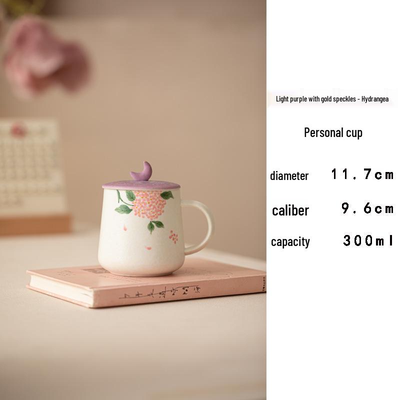 Osmanthus Hand-Painted Ceramic Tea Mug with Lid - Elegant Office and Home Cup