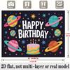 Planets Stars Birthday Banner, Space Photo Backdrop Wall Decor for Kids Party