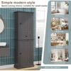 Badezimmerschrank 56 x 28 x 167,3 cm, feuchtigkeitsbeständig lackiert, Ober- und Unterschrank + mittleres Fach, verstellbare Einlegeböden, schwarze Griffe.