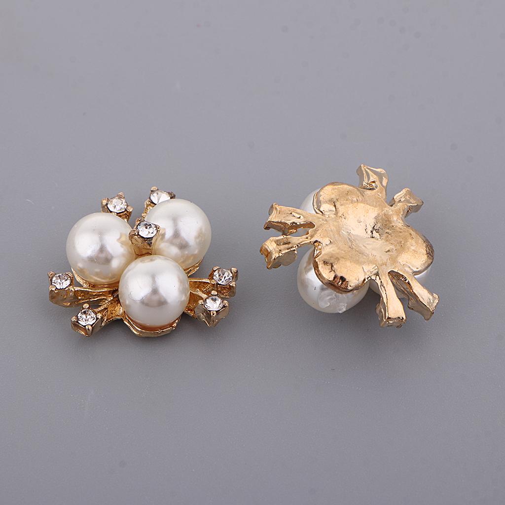 Pearl Rhinestone Flower Embellishments Decorative Button Accessories for DIY Clothes Design Bridal Crafts