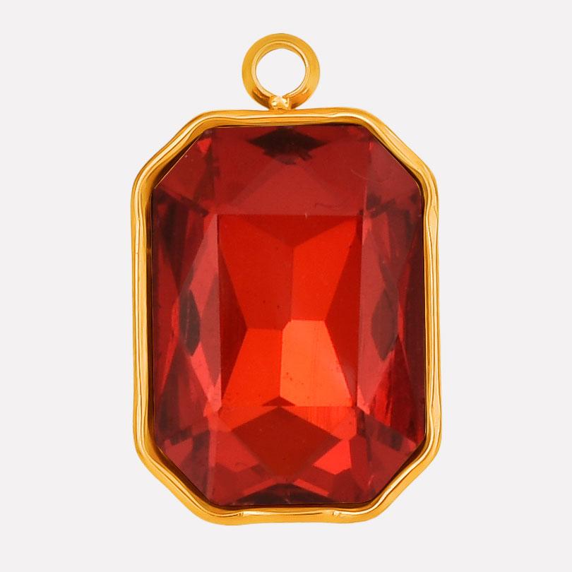High Quality Big Glass Rhinestone Stainless Steel Rectangle Charms For Jewelry Making Supplies Real Gold Plated No Fade Pendants