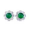 Luoxi Temple 2024 S925 Silver Stud Earrings with 6.0mm Simulated Green Chalcedony