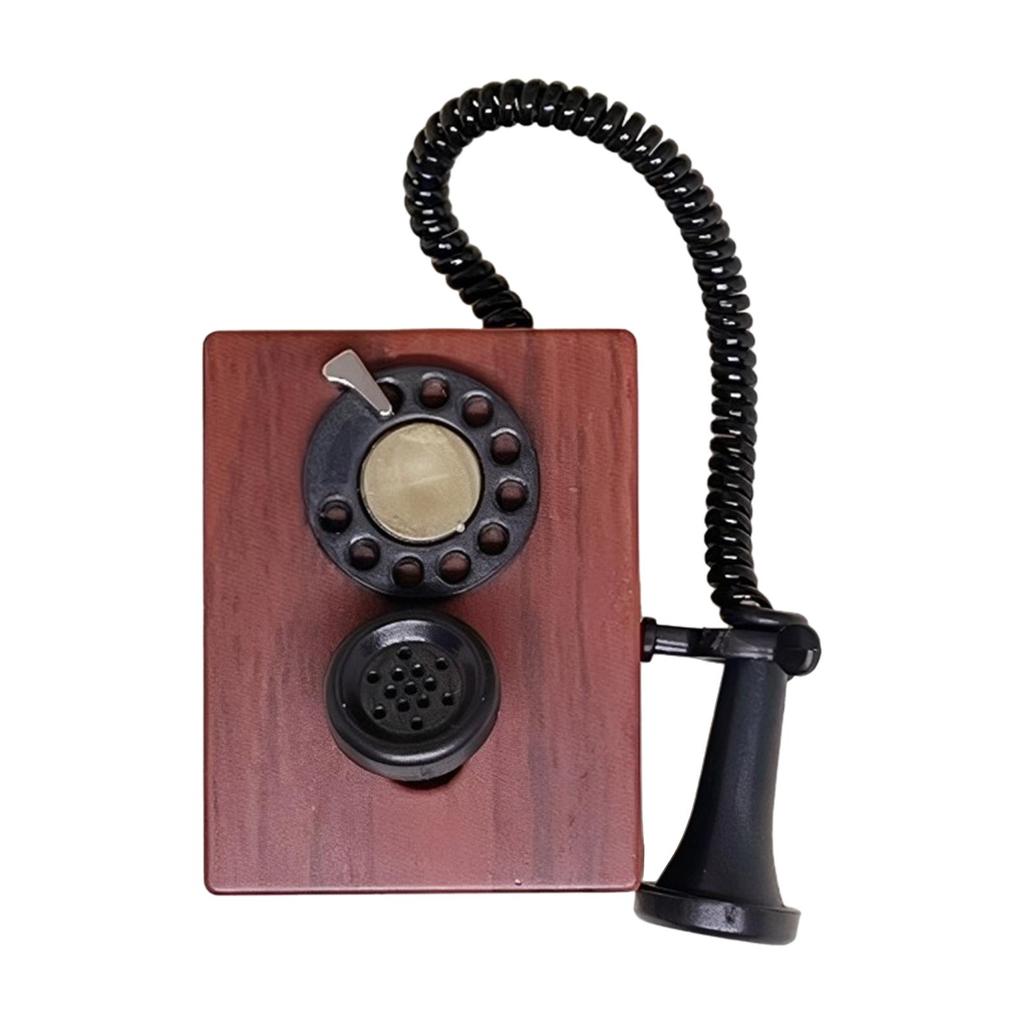 1:12 Desk Phone Model Vintage Realistic Dioramas Simulated Mini Phone Miniature Dial Phone for Architectural Layout