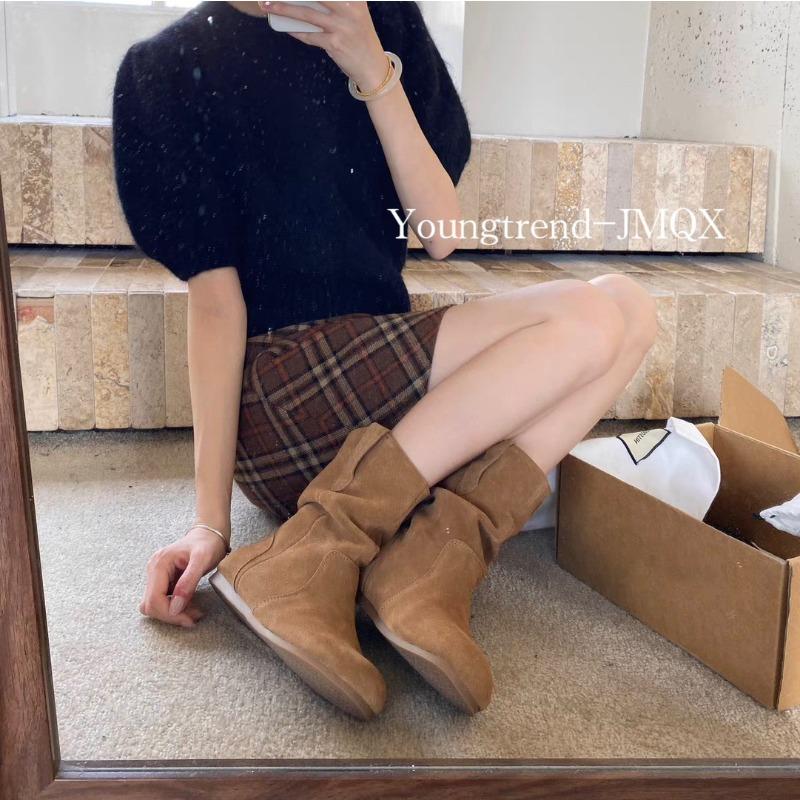 Retro Lazy Wind Boots Pile Boots Women's Short Boots New Autumn and Winter Women's Frosted Leather Martin Boots