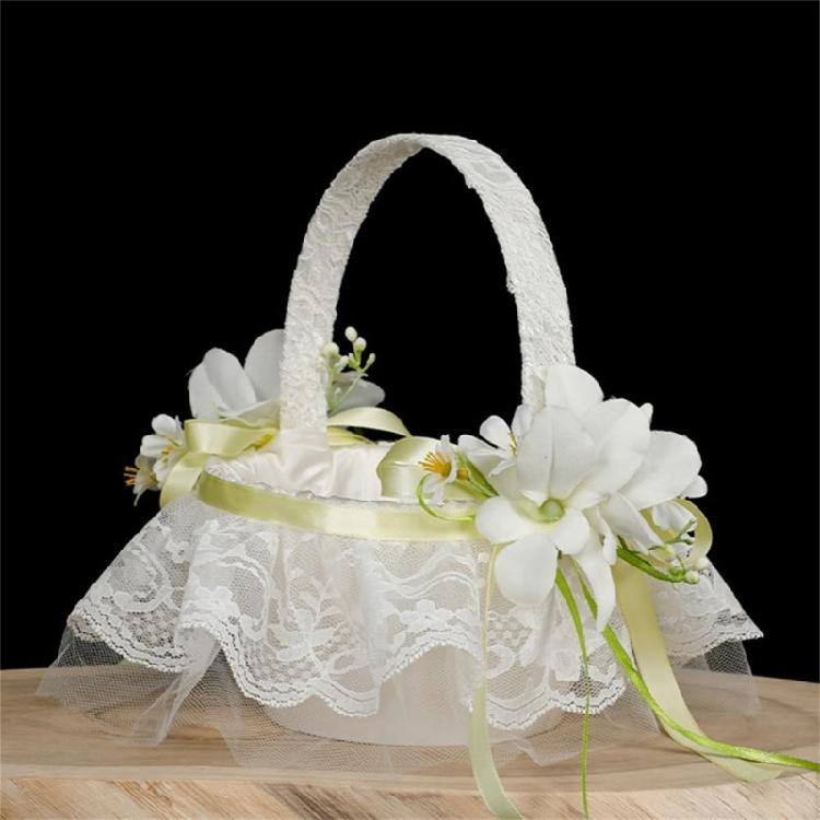 Elegant Lace Wrapped Wedding Flower Basket Flower Girl Basket For Various Wedding Ceremony Wedding Aisle Decoration