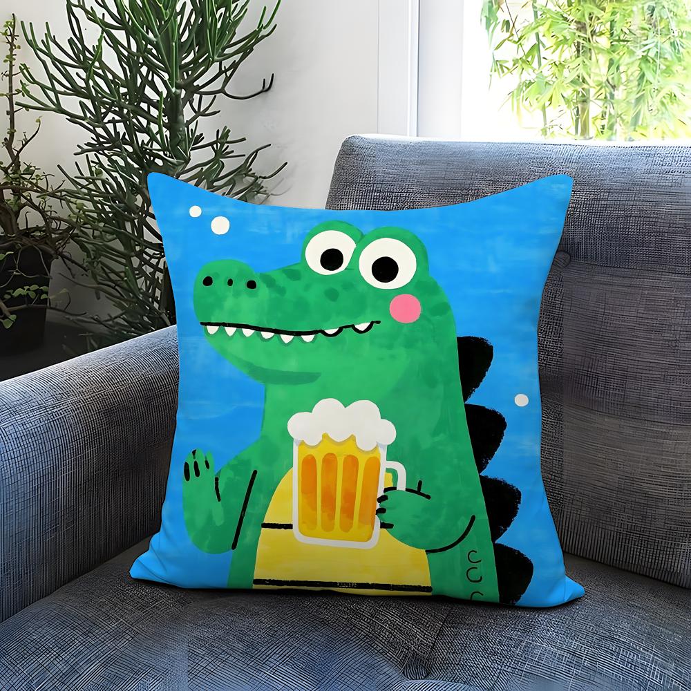 Animal Cute Crocodile Cushion Cover Comfortable Reversible Pillow Cover Ideal for Car Sofa Bedroom Beyond