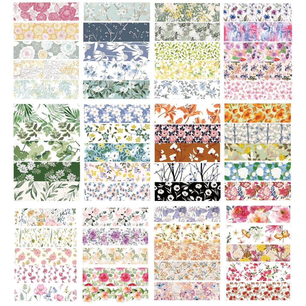 Cinta Washi Floral Floreciente Enmascaradora YUBX Lindas Tiras Delgadas para Regalos DIY y Decoraciones de Regalos Cinta, Juego de 60 Piezas, Colección, Manualidades, Diarios, Planificadores,