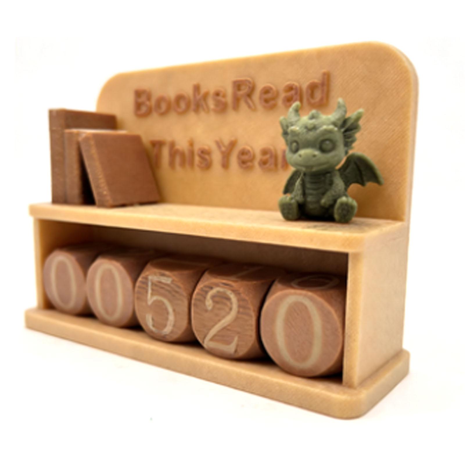 Books Read This Year Counter Plastic Cartoon Dragon Reading Book Tracker Bookshelf Decor For Book Lovers Gift Brown коричневый