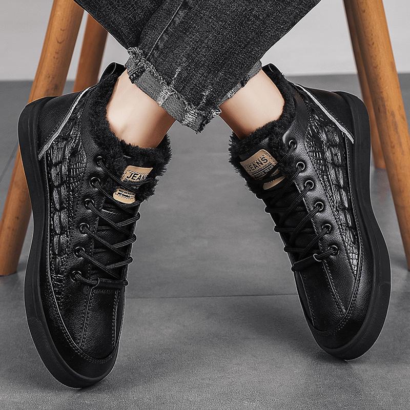 Men ankle Boots Winter High Top Leather Shoes Fashion Cotton Fashion Ankle Boots Business Casual Outdoor Shoes Male Sneakers
