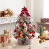 For 45/60cm Mini Christmas Tree With Lights DIY Desktop Golden Red Christmas Decorations 2025 New Year Home Party Windows Orname