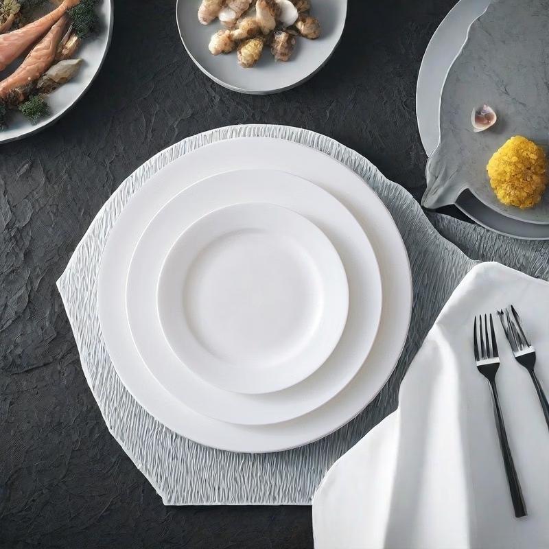 Dunzhu 8-Inch Bone China Flat Plates Set
