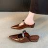 Pointed Toe Women Slippers Fashion Wedges Sandals Summer Woman Mules Shoes 2025 Trend Brand Retro Elegant Slingback Slides