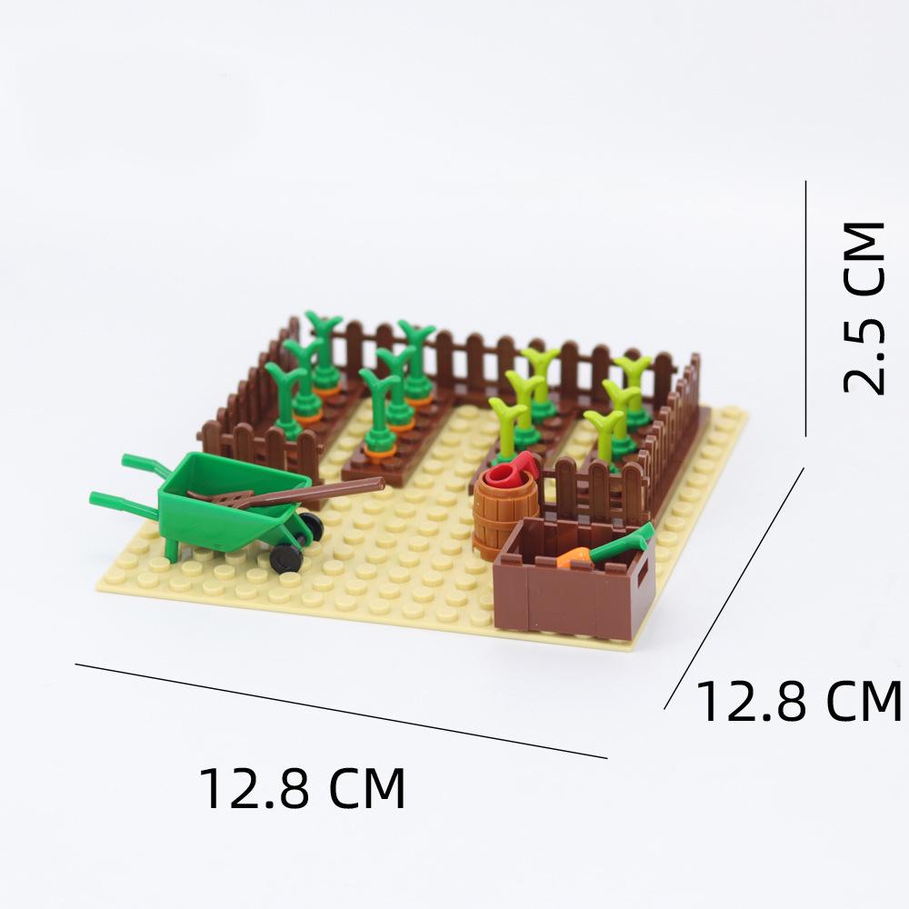 MOC Toys Assembly Farm Animals Building Blocks City Street View ChickenCoop Flowers Vegetable Garden Animal Scene Block