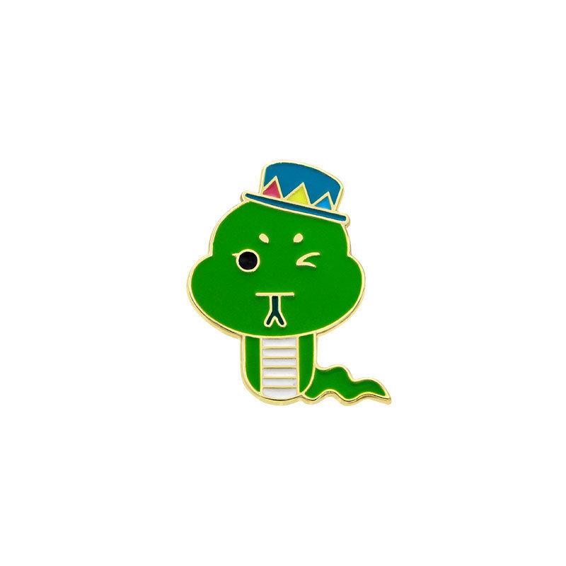Snake Brooch Zodiac Commemorative Badge Cute Cartoon Animal Children'S Clothes Decorative Badge