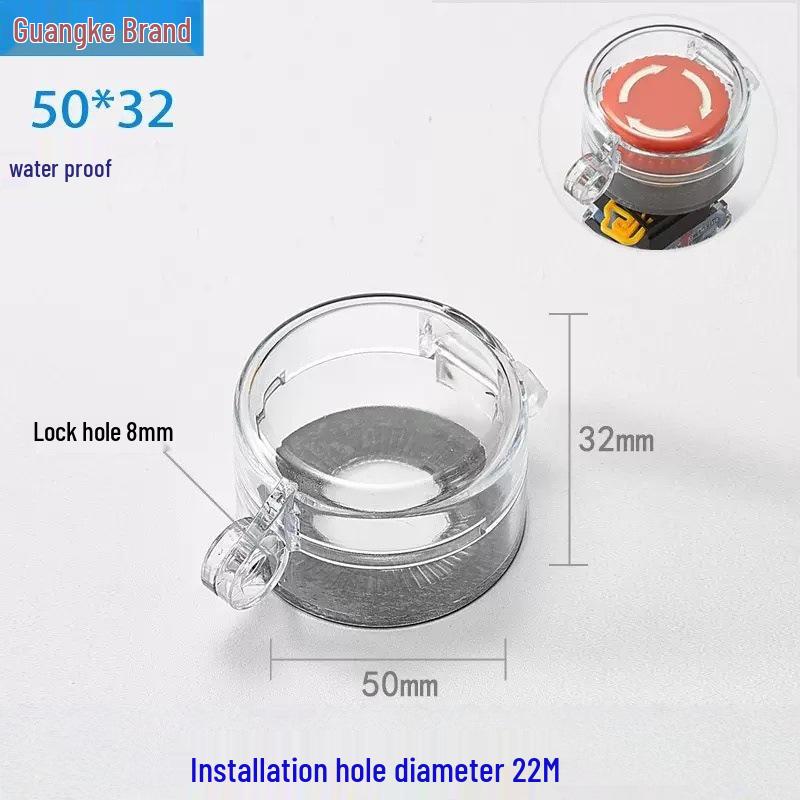 Waterproof Emergency Stop Button Cover, Flip-up Protection Ring, Anti-accidental Touch Shield, Round Base Size.