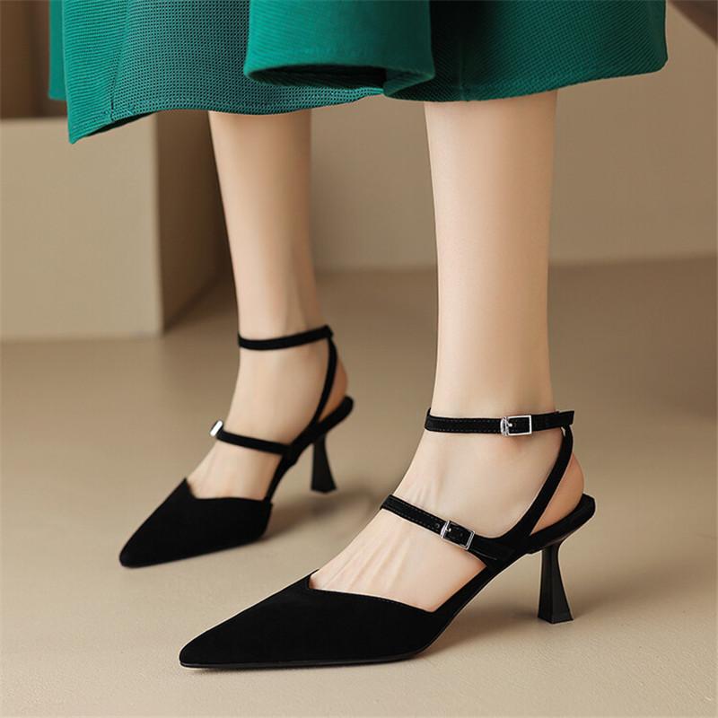 Fashion 2025 New Sheep Suede Summer Sandals Pointed Toe Sandals Shoes for Women Handmade Women Sandals Zapatos De Mujer Gladiator Shoes