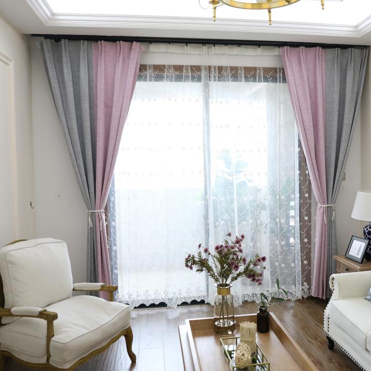 2020 Splicing Curtains Full Blackout Nano-Coated Linen Curtains Finished Products Can Be Customized And Cut Zero