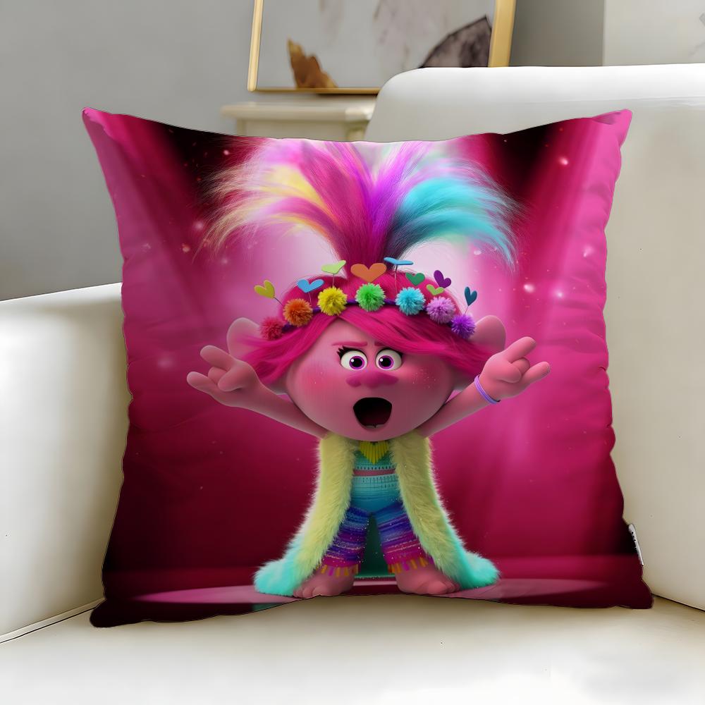 popular animated series Trolls Cushion Cover Soft  EasyWash Pillow Case  Versatile for Couch Bed Travel and Office