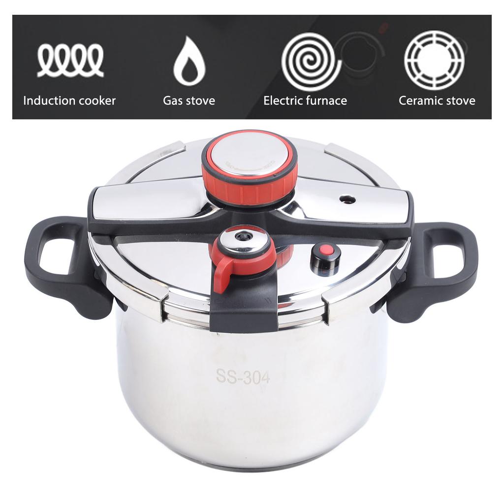 Pressure Cooker, Pot High Temperature Resistant 2 Gear 100kpa Pressure Cooker Foldable Handle Fast Boiling for Electric Furnace