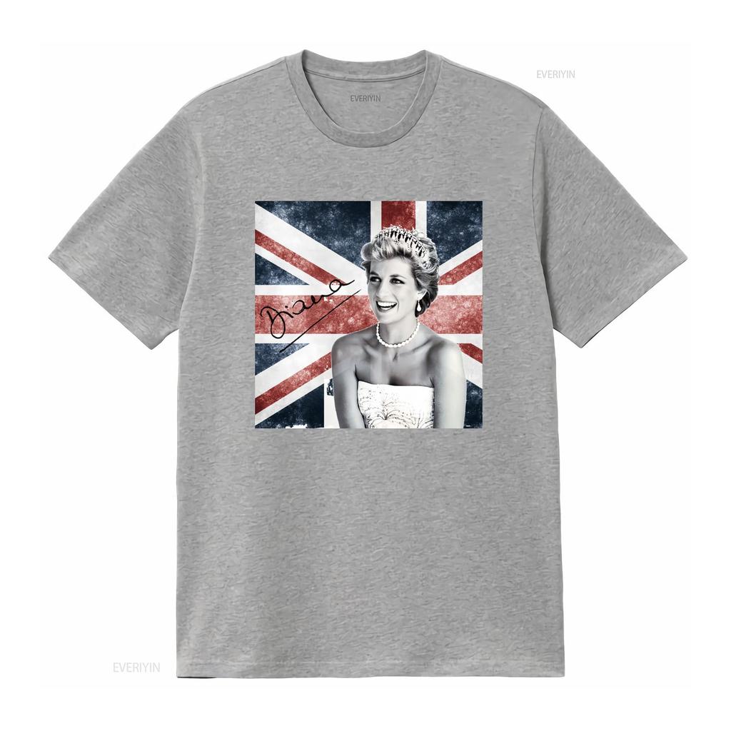 New Popular Princess Diana Lady Funny T Shirt White Men All Size British Flag Design Vintage Washed Slightly Designer Clothes