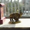 Holy Kamdhenu Cow and Calf Brass Figurine (8 Cm X 5 Cm X 6, Golden and Yellow)