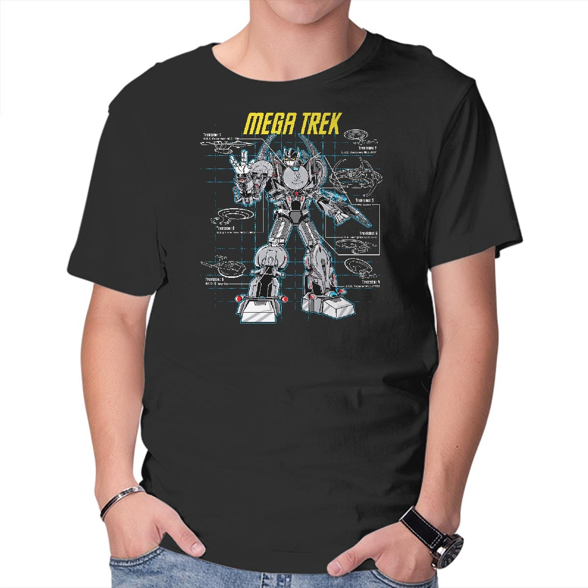 Unisex Crew Neck T-Shirt Mega Trek Graphic Short Sleeve Casual Tee L