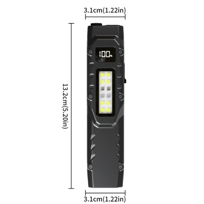 Portable EDC Flashlight 800 Lumens USB Rechargeable Tactical Flashlight  Waterproof Led COB Work Light for Camping Emergency