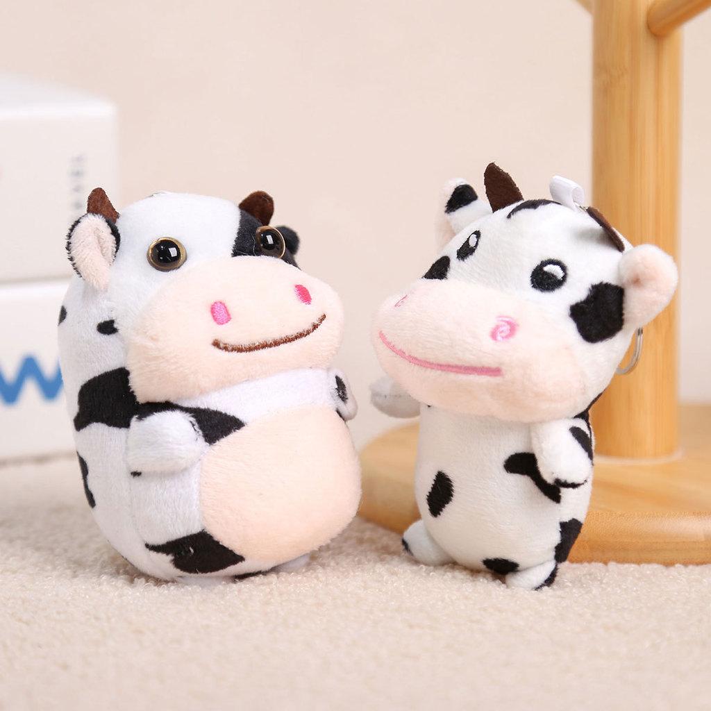 Plush Cow Keychain With Pp Cotton Filling For Girls Bag Decor And Collectible Toy