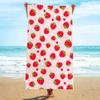 Pink Strawberry Print Microfiber Beach Towel, Quick-Drying Strong Wrap for Beach Pool Use