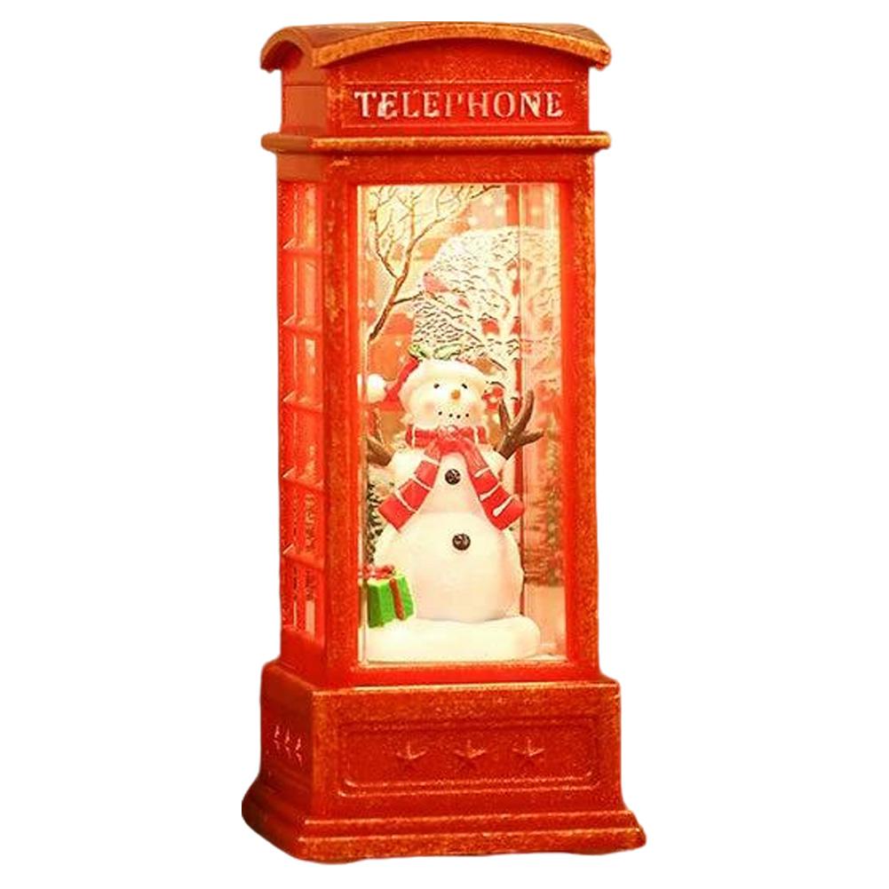 Vintage Christmas Telephone Booth Lantern With LED Flameless Candle Classic Vintage Style Santa Snowman Tree Ornament Gift