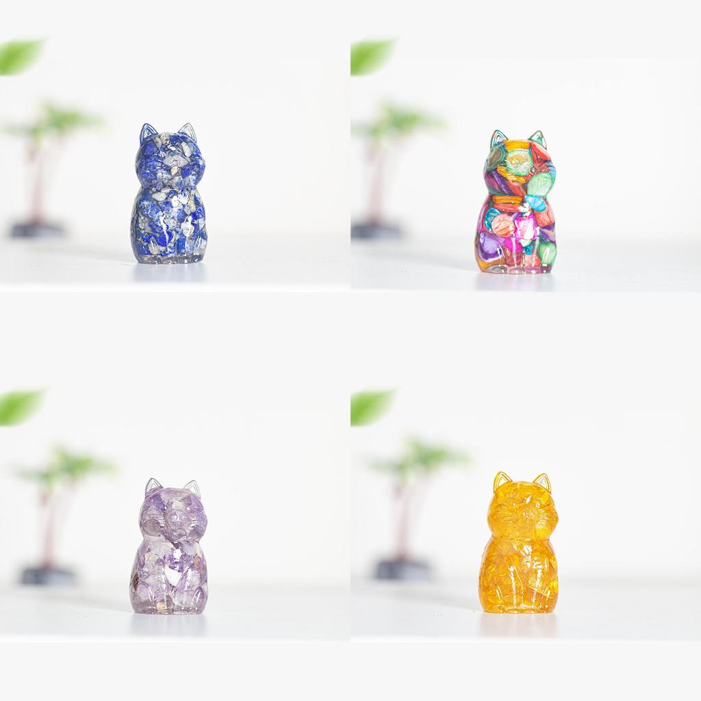 Resin Crystal Cat Figurine With Handmade Resin Art For Home Decor And Gift Giving