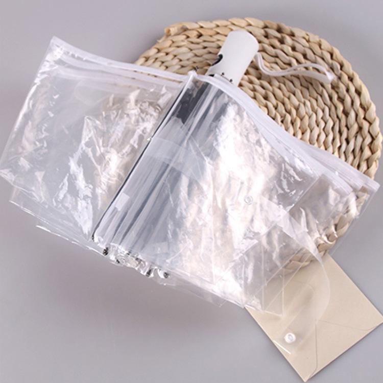 Automatic Folding Umbrella - Compact 3-Fold Clear PVC Canopy with Colorful Handle