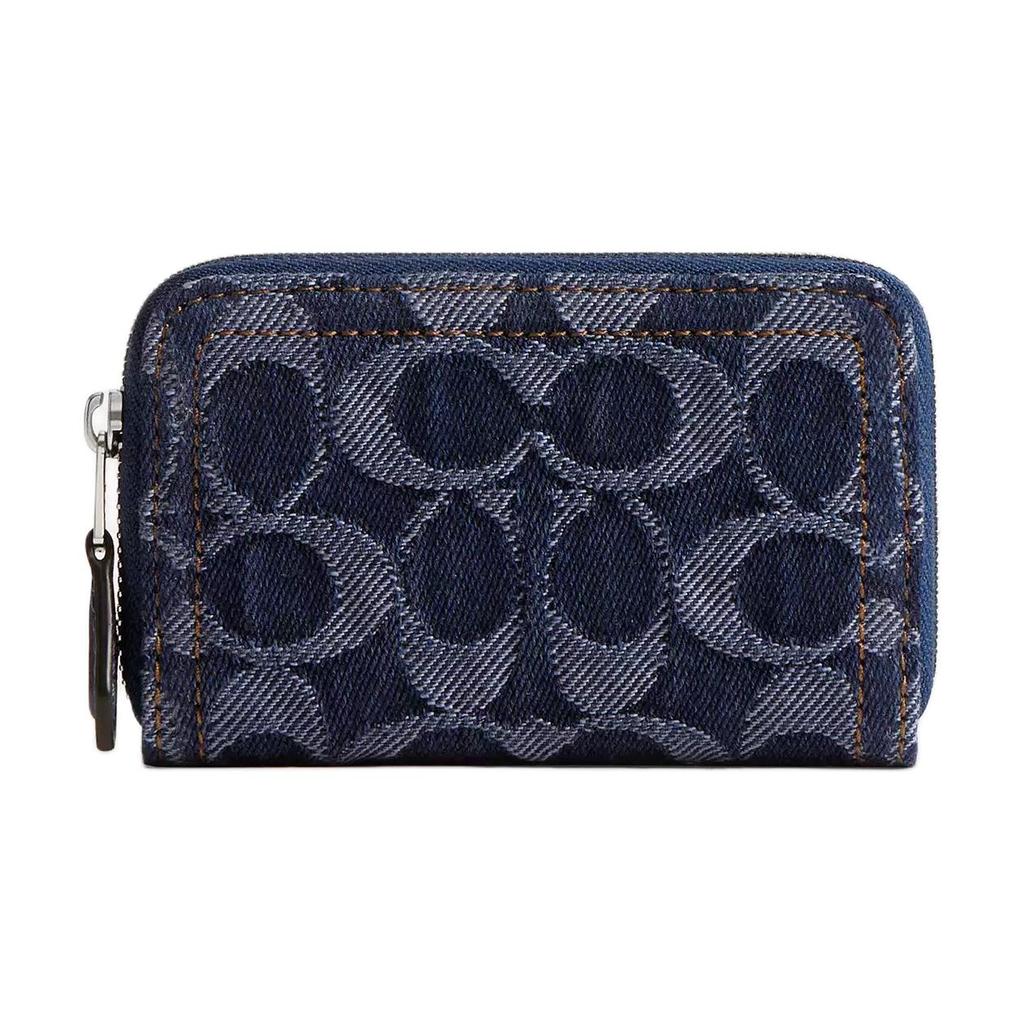 New COACH Essential Classic Denim Card Holder Small Women's Blue CAT62-LHRHY