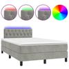 VidaXL Slatted Bed Base with LED Mattress, Upholstered Bed with Headboard, Double Bed, Adult Bed, Modern, Light Grey 3270171