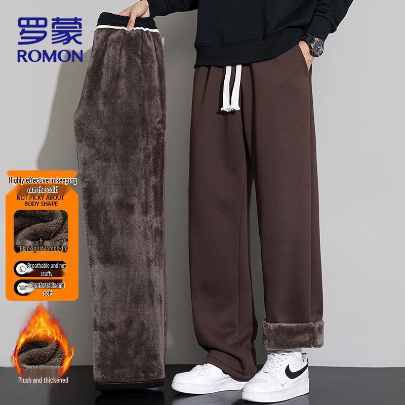Romon Men's Warm Corduroy Fleece-Lined Casual Pants