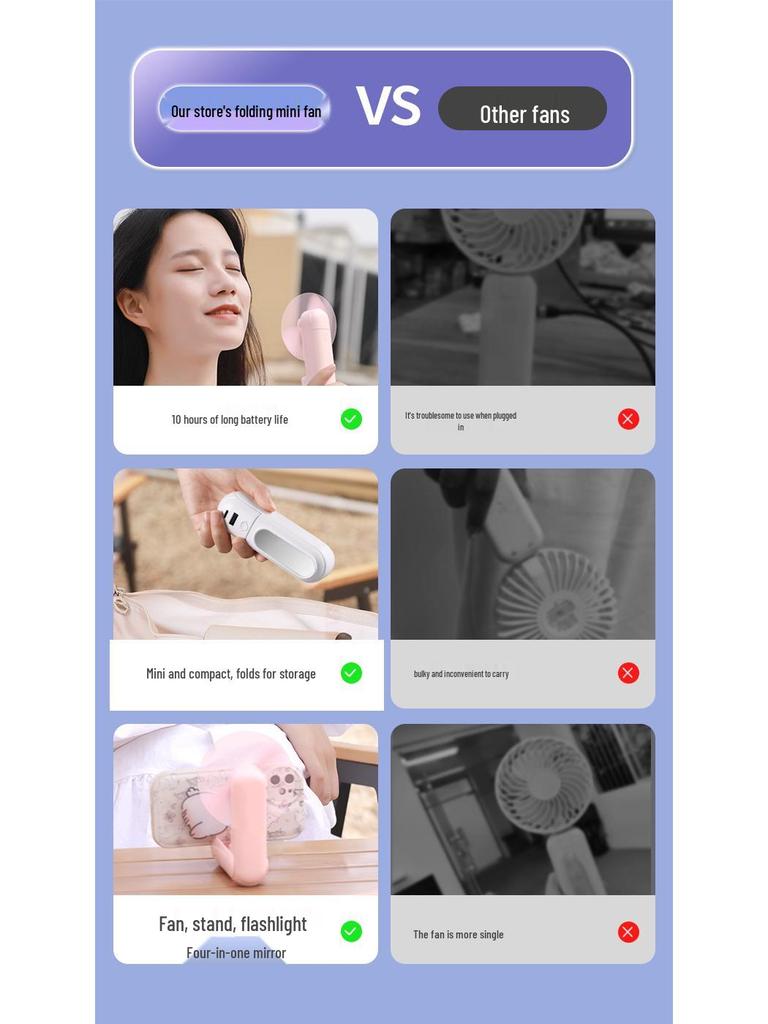 USB Rechargeable Portable Handheld Electric Fan & Power Bank Combo