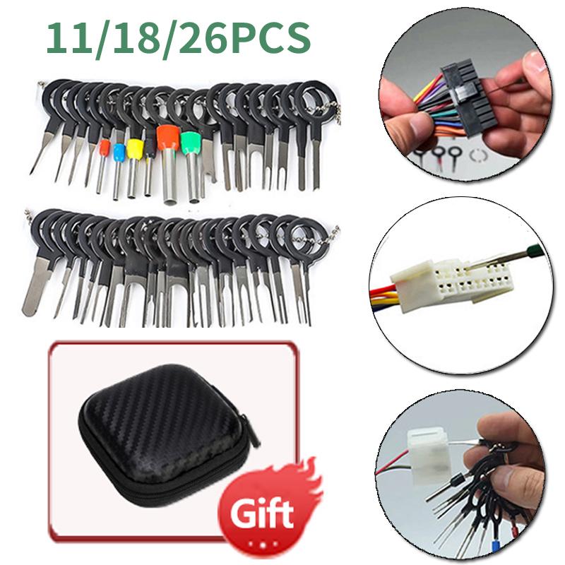 

Car Terminal Removal Wire Plug Connector Lugs Extractor Puller Release Pin Extractor Kit For Automobiles Repair Hand Tools 11Pcs with box