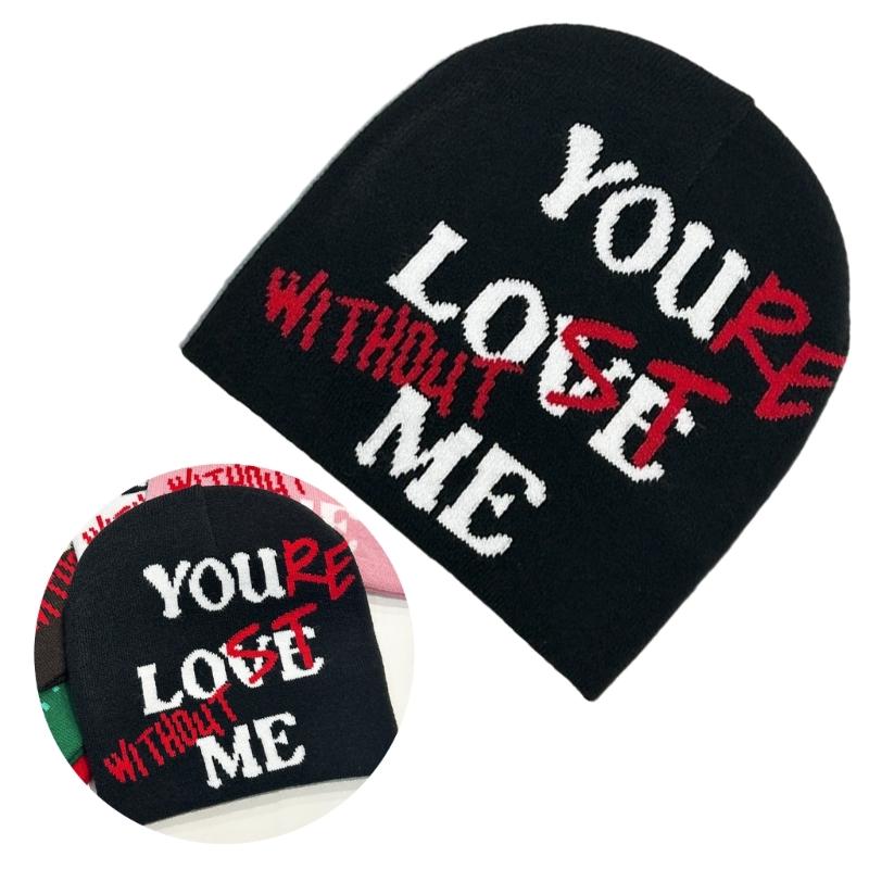 Winter Knitted Hat for Teen Windproof Hat with Jacquard Letter Skiing Riding Hat