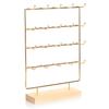 Solid Wood & Wrought Iron Earring Stand with Hooks - Jewelry Display & Storage Rack with Cardboard Packaging