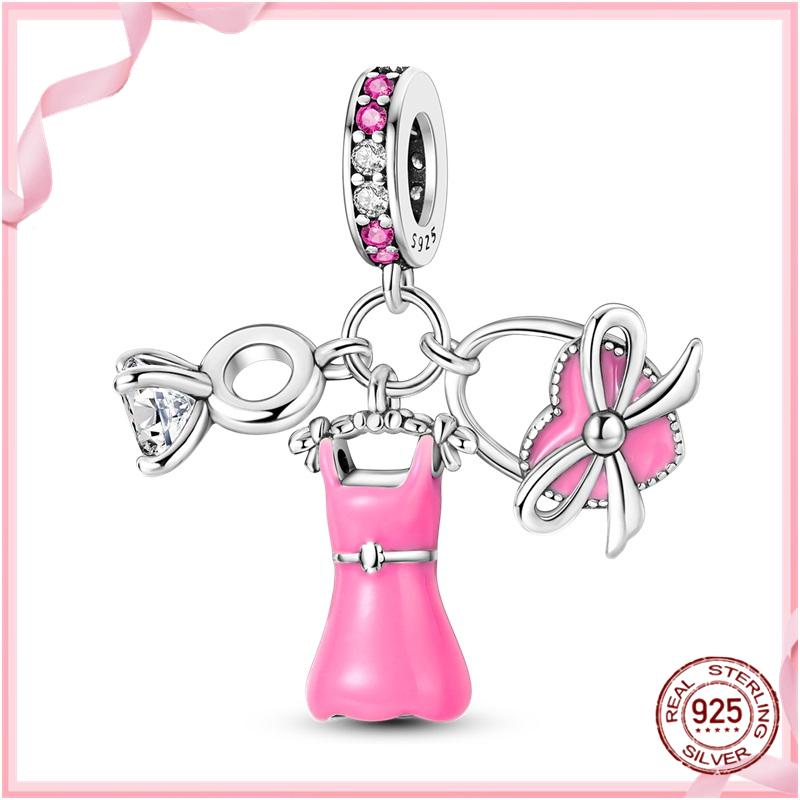 TOP Copper Pink Girls Skirt Cute Cat Charm Bead Charms Bead Charms Ideal For Womens Authentic Bracelets Copper Pendant Do It Yourself Jewellery Gift