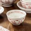 Chinesisches Retro-Schüsselset, Haushaltsgeschenk, Familienessen, Keramikgeschirr, Reisschüssel, Gemüseschüssel, Runde Suppenschüssel.