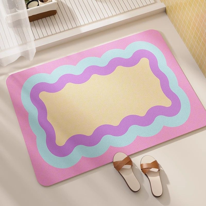 Krämfärgad Vind Diatomitlera Golvmatta Badrum Snabbtorkande Halkfri Golvmatta Badrum Vattenabsorberande Dörr Badrum Smutsavvisande Golvmatta