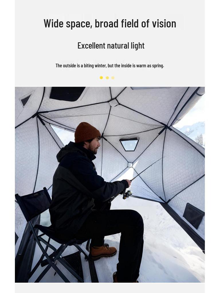Large Pentagonal Ice Fishing Tent with TPU Window for Winter Camping - Thickened for Warmth and Cold Protection