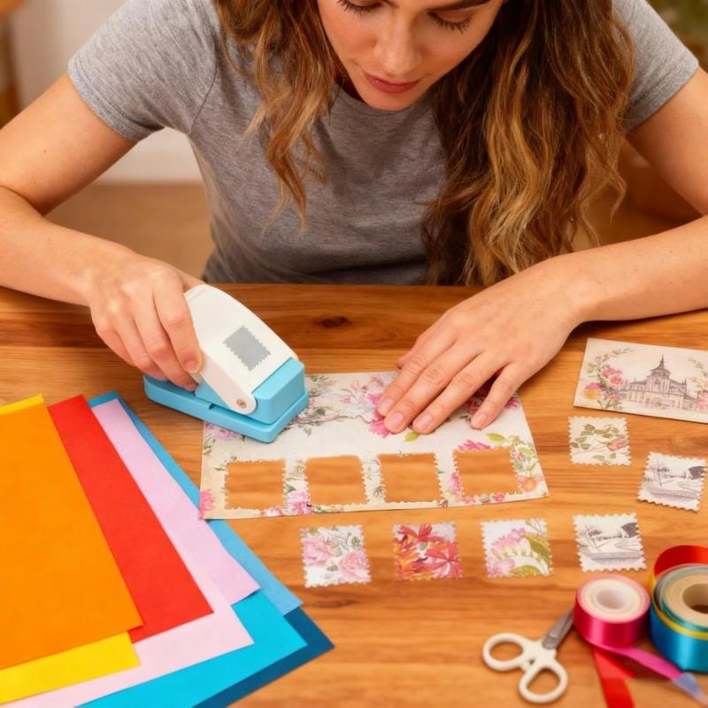 Perfurador de Buraco Quadrado Grande Portátil Manual Ergonômico Perfurador de Buraco Quadrado para Cartão Scrapbook Envelope de Correspondência