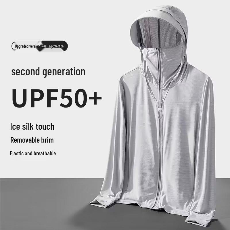 

Мужская ультратонкая рыболовная куртка из ледяного шелка с защитой от УФ-лучей 2024 M светло-серый